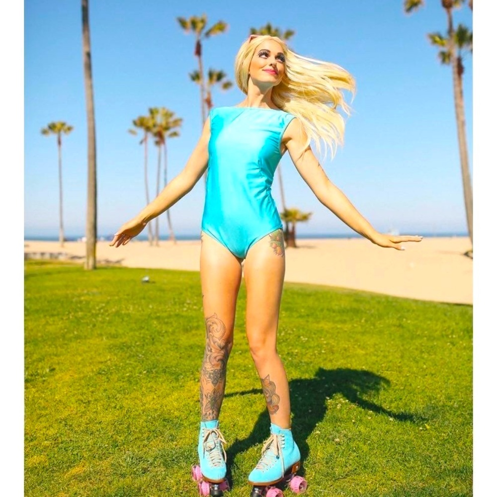 Moxi Skates 1970's Vintage Inspired Malibu Barbie Swimsuit Roller Girl